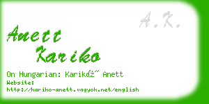 anett kariko business card